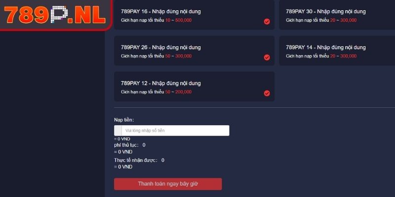 Nạp Tiền 789P - Hướng Dẫn Giao Dịch Nhanh Chóng Và An Toàn 1 Nạp tiền 789P qua ngân hàng